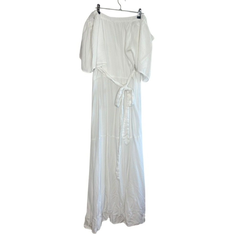 L*Space White Rayon Wrap Maxi Dress Short Sleeve Off Shoulder M - Picture 4 of 7